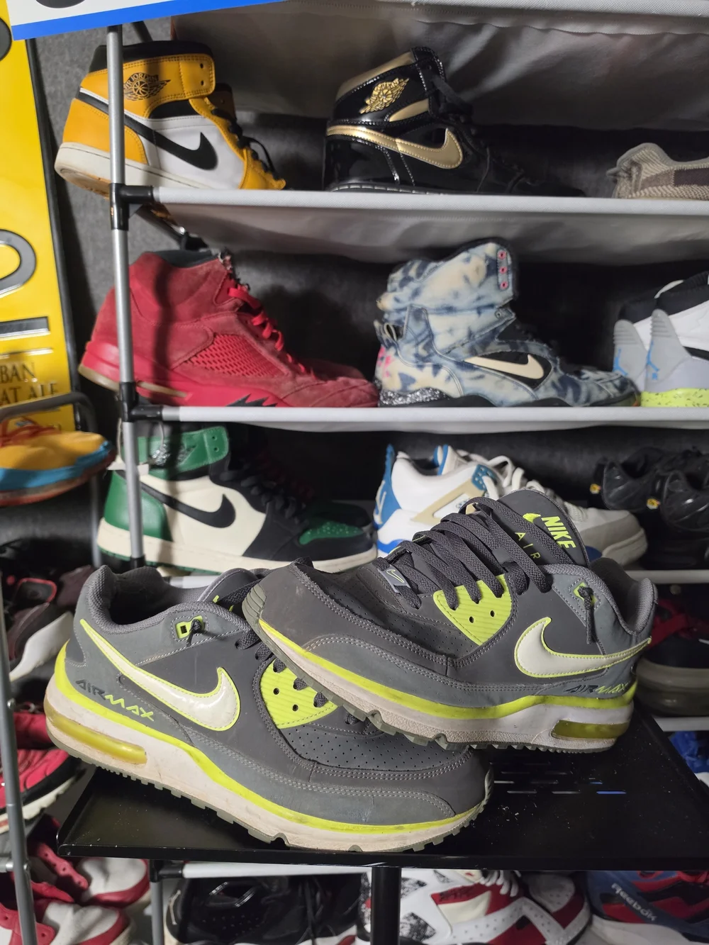 🔥 Nike Gray Neon Yellow Air Max Wright LTD Men's Size 12 Athletic Shoes